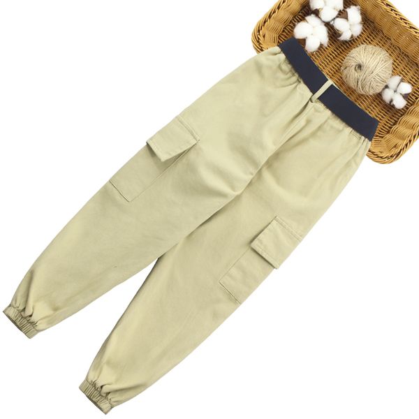 

pants for girls belt cargo pants girl pockets childrens cargo trousers casual style clothes for girls, Blue