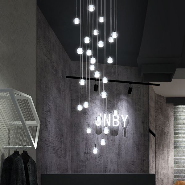 

pendant lamps modern simple glass ball led chandelier indoor villa living room staircase lighting lobby clubhouse decor hanging lights