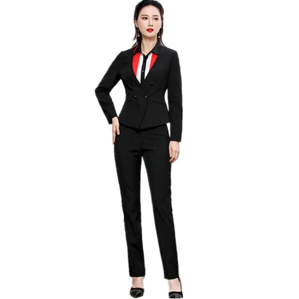

women's suit double-breasted two-piece (jacket + pants) business work professional wear custom made two piece pants, White