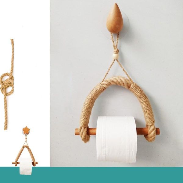 

hand-woven paper roll holder toilet punch-toilet tissue simple decorative hemp rope