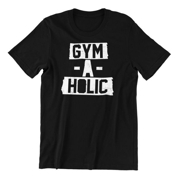 

gym - a - holic - men's bodybuilding motivation cotton t-shirt workout clothing, White;black