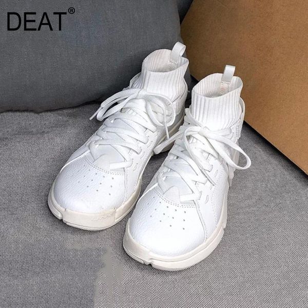 

dress shoes [deat] 2021 round toe bandage white casual pu leather single thick bottom women spring autumn fashion 10f874, Black