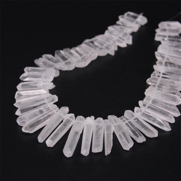 

15.5"strand natura clear white quartz drilled point loose beads,raw crystal stick graduated pendant beads jewelry