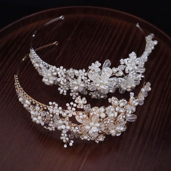 

hair clips & barrettes vintage headbands tiaras rhinestones pearls headpieces crowns flower hairbands for bride bridal jewelry wedding acces, Golden;silver