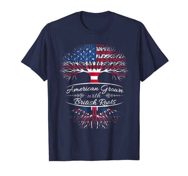 

american grown with british roots - british t-shirt, White;black