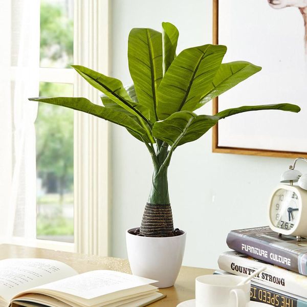 

decorative flowers & wreaths 42 cm 8 head tropical palm tree artificial banana leaf plant fake potted branch silk landscape home office deco