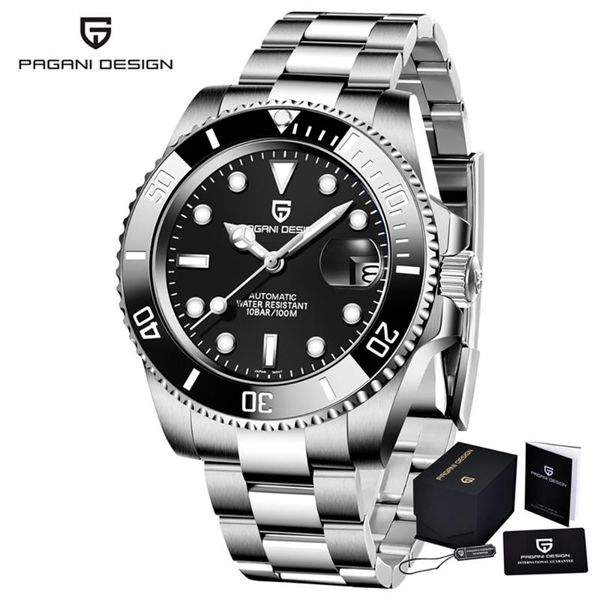 

wristwatches 2021 pagani design44mm men's automatic mechanical watch stainless steel diving sapphire glass reloj hombre, Slivery;brown