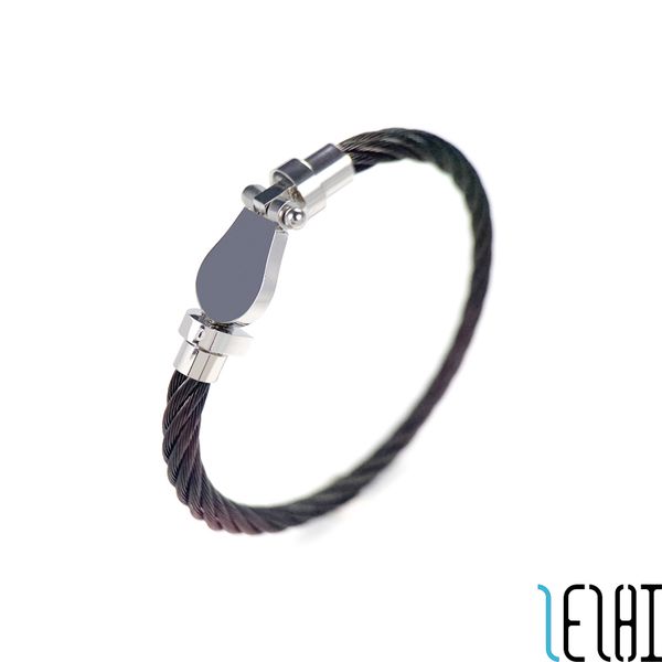 

fashion charm eternal friendship horseshoe bangle exquisite titanium steel platinum plating black cable bangles meaningful couple promise je