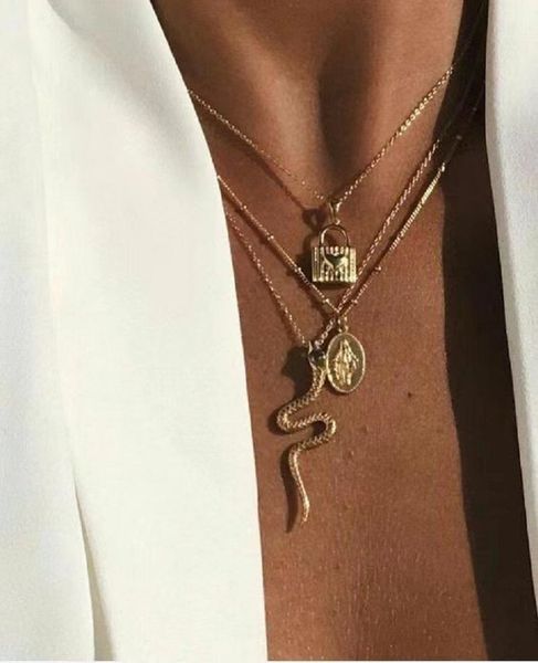 

chains europe and america necklace fashion multi - mix layer, Silver