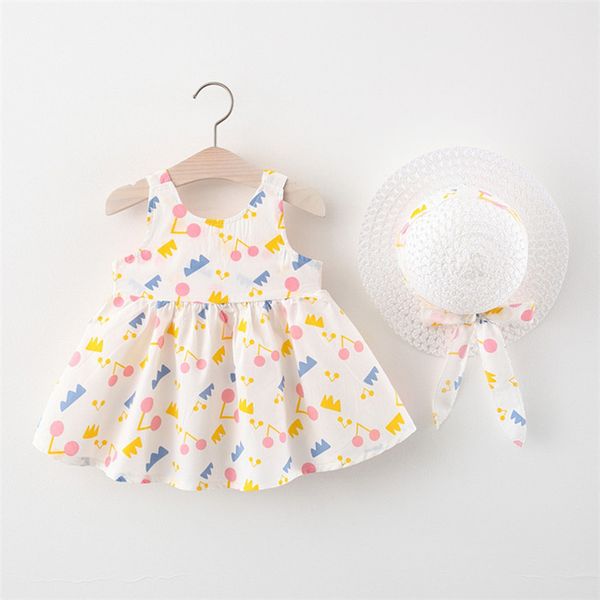 Baby Kleider Kleinkind Kinder Kleidung Mädchen Sommer Druck Weste Kinder Niedliche Flügel Prinzessin 0-24 Monate 210515