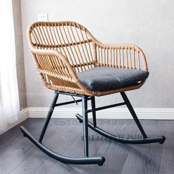 

camp furniture nordic iron outdoor beach chairs creative balcony leisure rocking chair garden rattan armchair