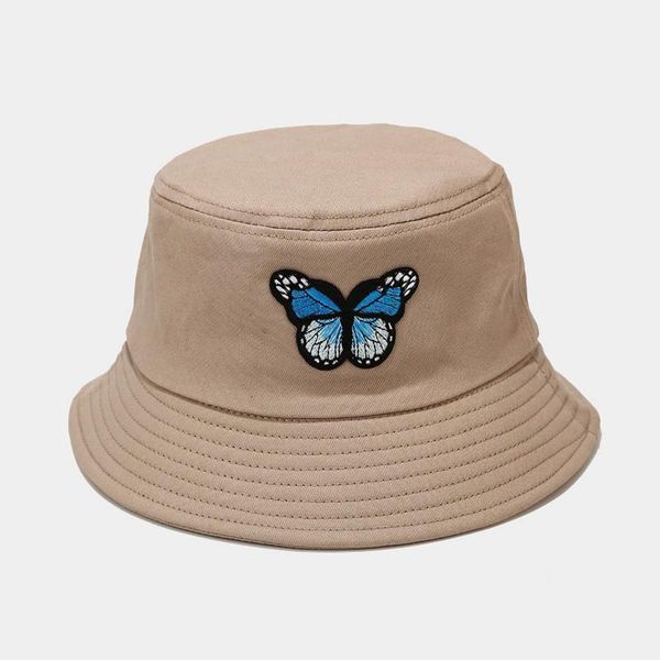 

stingy brim hats korean style fisherman hat women's butterfly printing sunshade fisherman's basin outdoor sunscreen bucket sombrer, Blue;gray