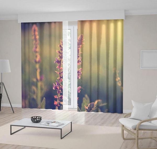 

curtain & drapes lavender wild flower in sunset countryside nature garden vintage style po purple green