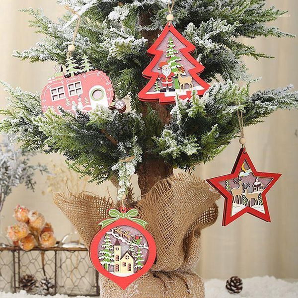 

light up wooden decorative hanging ornaments for indoor christmas tree party bedroom holiday decoration produtos de natal1