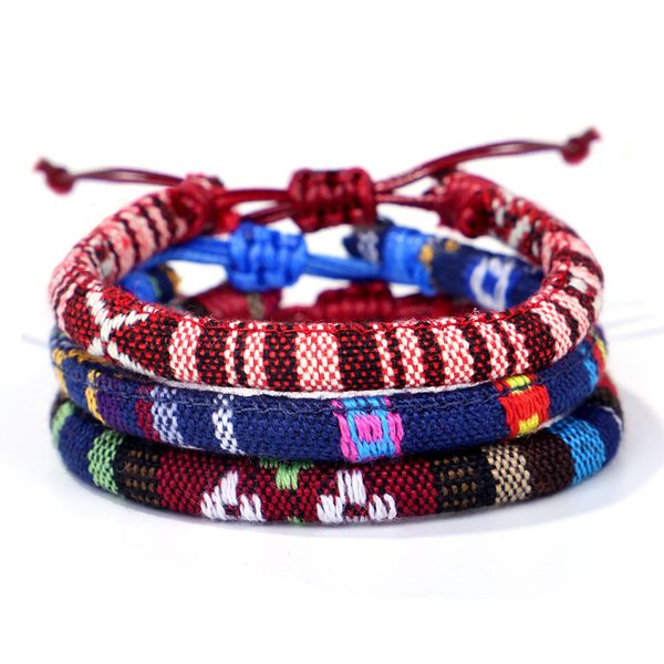 

kimter adjustable friendship bracelet women handmade weave bangle knitted cotton fabric thread braided rope bracelets men jewelry q524fz, Golden;silver
