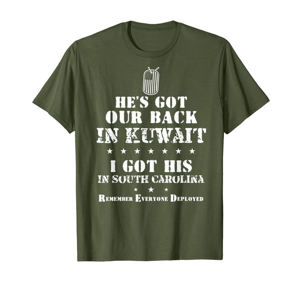 

deployed south carolina soldier deployment in kuwait t-shirt, White;black