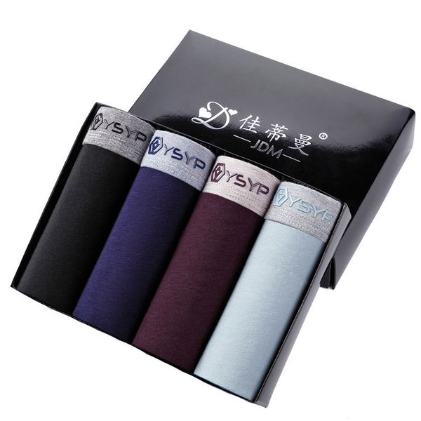 

jiatiman 4-piece box new combed underwear pure u-convex men's boxers all cotton underpants, Black;white