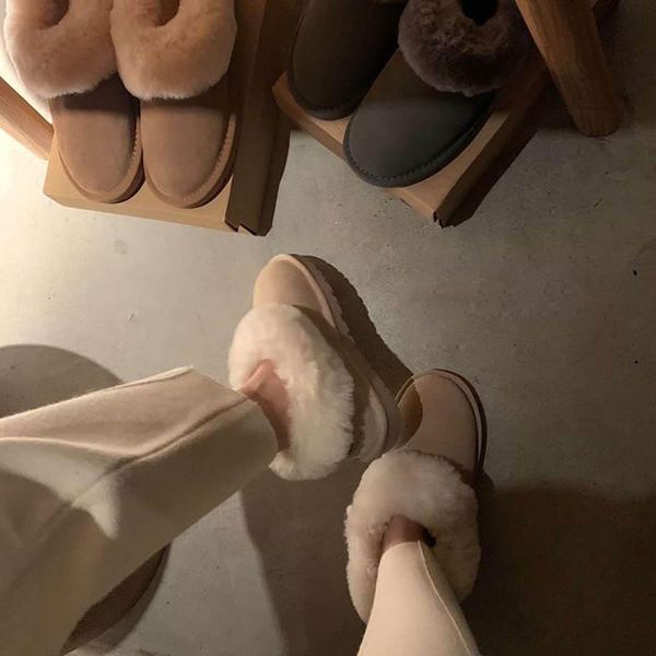 

women fur slippers winter warm shoes suede plush house indoor outdoor men ladies couples cotton memory foam zapatillas mujer, Black