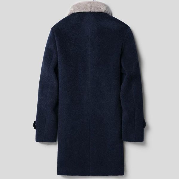 

men's wool & blends coat winter jacket men real collar woolen coats male windbreaker warm jackets plus size lsy022363 my1682, Black