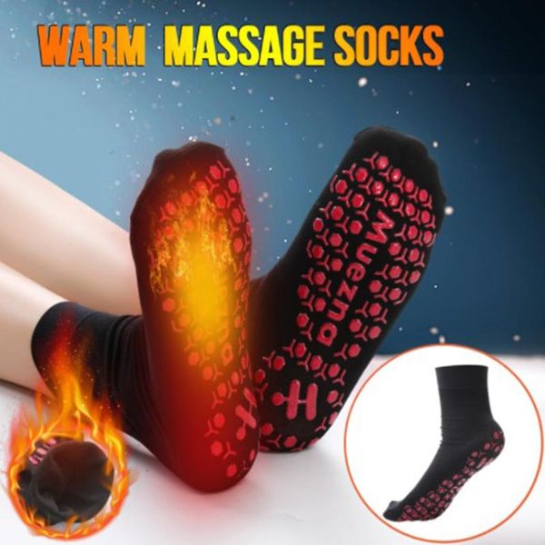 

tourmaline magnetic socks self-heating health care winter comfortable breathable massager foot sports, Black