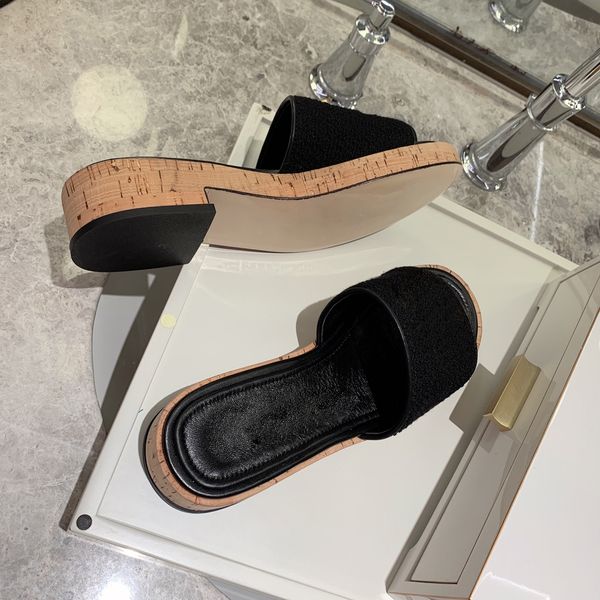 

fashion flat designer woman wollen slippers lazy sandals luxury shoes, Black
