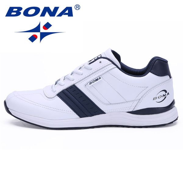 

bona men's running shoes spring outdoor walking jogging sneakers lace up genuine leather athletic shoe hiking climbing three colors whi