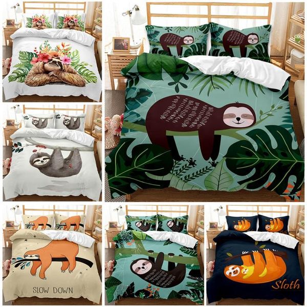 

bedding sets the latest cute sloth series home textiles comfortable single bed double quilt cover pillowcase sheet boy girl