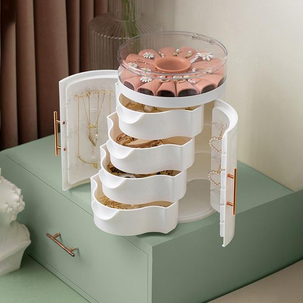 

storage boxes & bins five-layer large-capacity makeup organizer multifunctional double-opening jewelry box cosmetic 2021