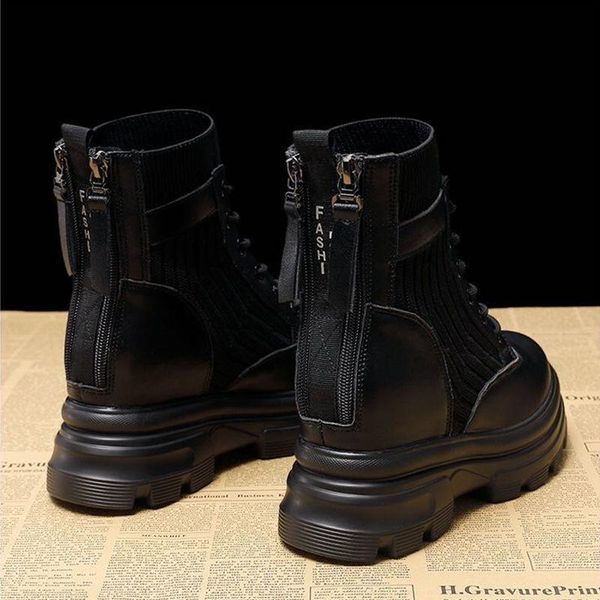 

boots women's inner increase single female fashion ins platform ankle women shoes winter botas de mujer, Black