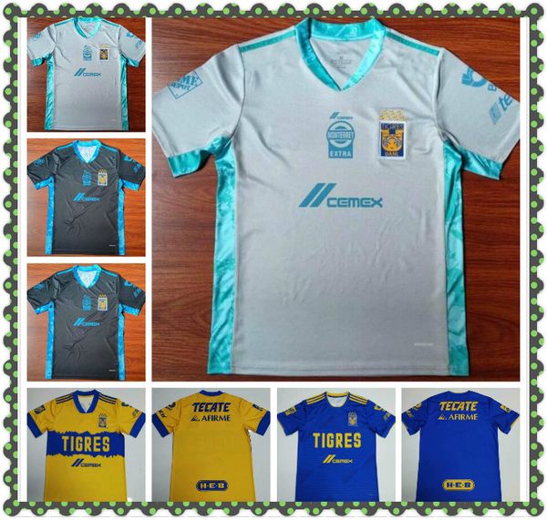 

20/21 7 Star NAUL Tigres Home Soccer Jerseys 2021 Away GIGNAC Camiseta de Foot Maillot Shirt Football Uniform, Black;yellow