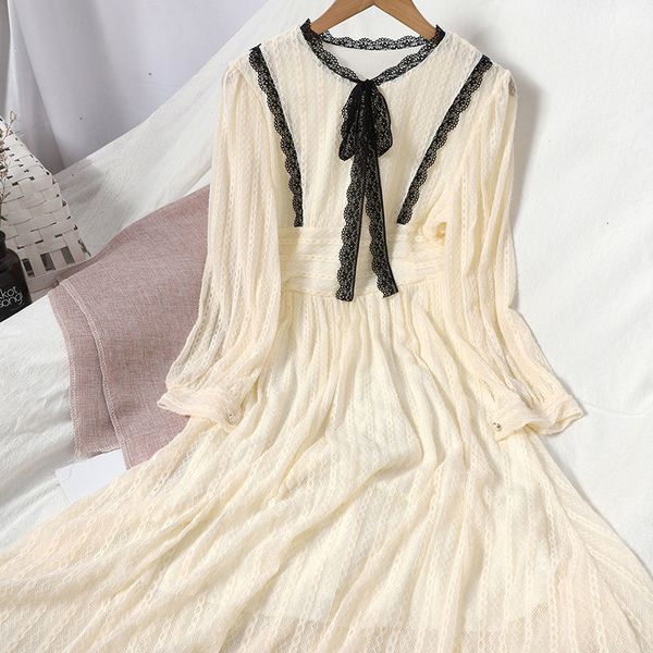 

soluble in long-sleeve water long sleeve french female spring 2021 line the girl middle-length hit fashion dress party y1341 omde, Black;gray