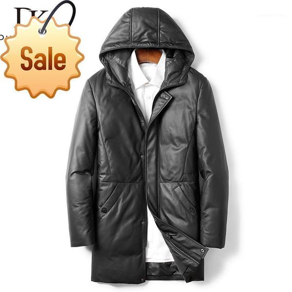 

genuine leather men jackets down coats winter warm coat sheepskin+duck 5xl 525 men's & faux, Black