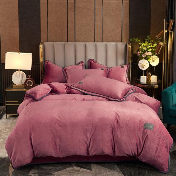 

bedding sets set winter crystal velvet fleece duvet cover keep warm flannel flat/fitted bed sheet pillowcases king  size