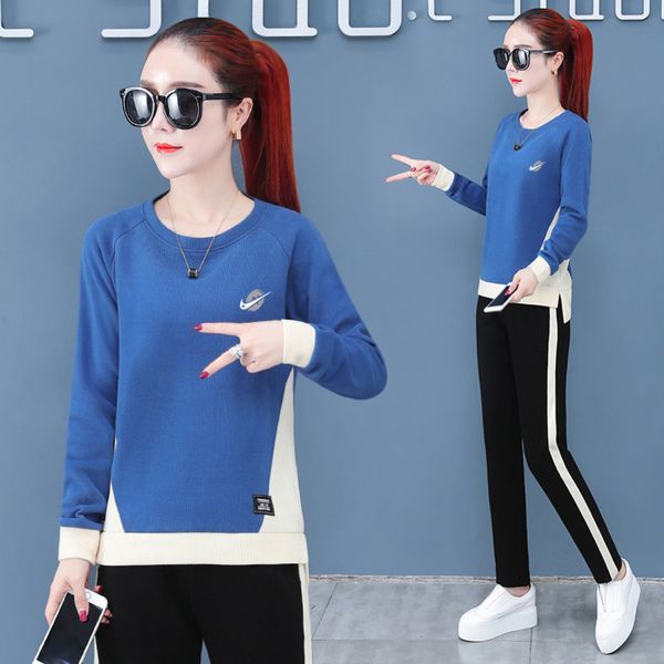 

sports women's 2020 new sweater casual wear korean fashion spring and autumn loose two-piece set trend, Gray