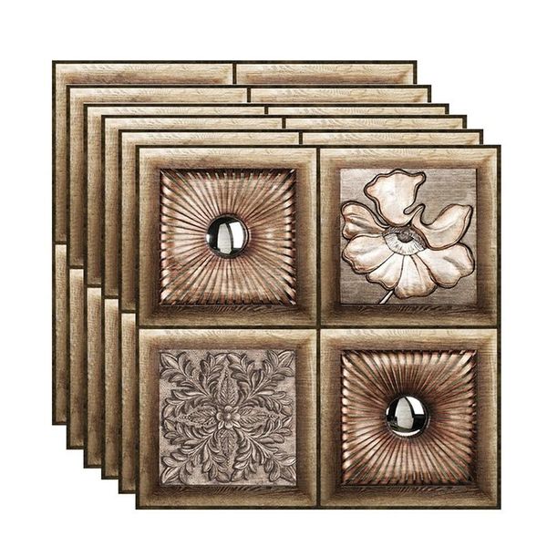 

wallpapers 10pcs european classical pattern wall sticker diy removable tile self-adhesive waterproof bathroom home decoration