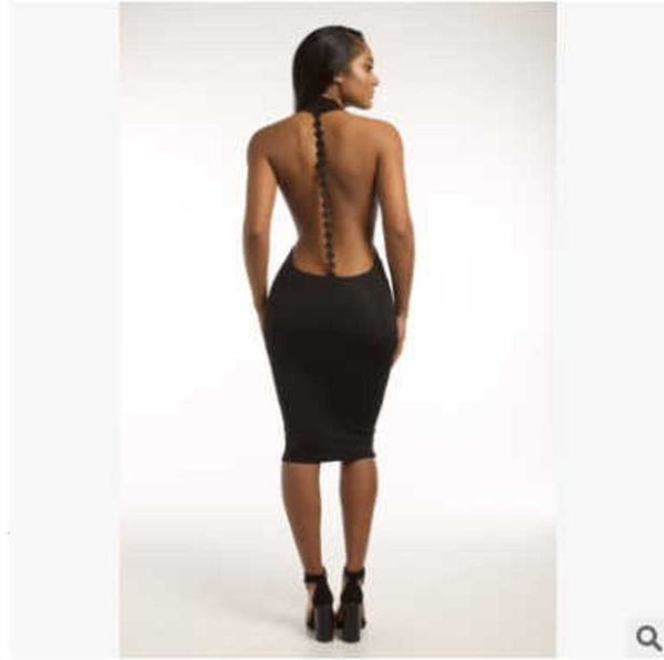 

leaky back with neck deep v-bag buttock tight dress long skirt girl, Black;gray