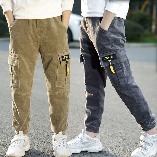 

ins boys corduroy pants 3-13 years old kids thick pants cashmere big childrens autumn and winter clothes boys overalls, Blue