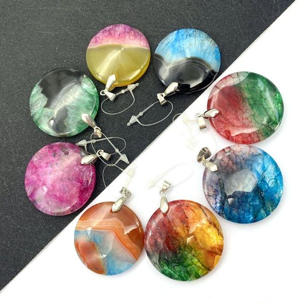

charms 1pcs fashion natural color agate pendant colorful diy creative making necklace jewelry accessories exquisite gifts, Bronze;silver