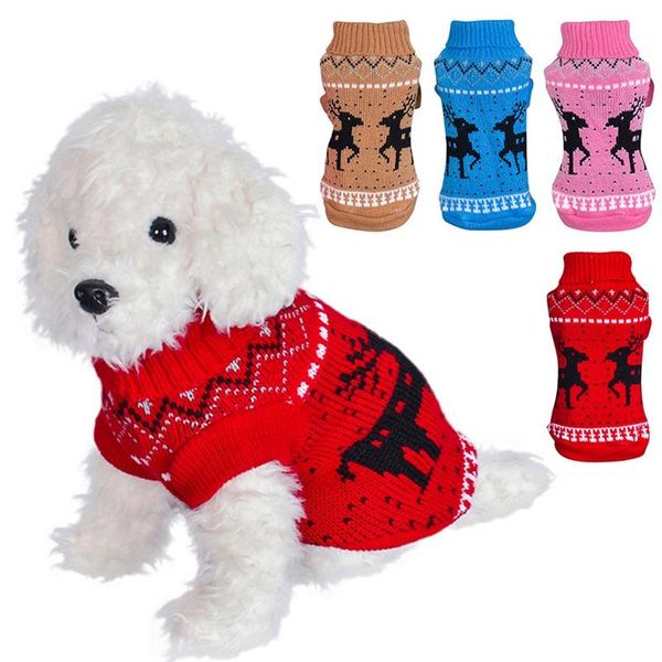 

dog apparel snowman elks sweater puppy clothing coat knitting costume for small cartoon knitted clothes pet winter warm