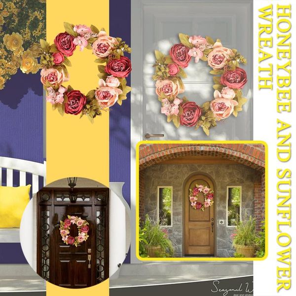 

4# spring leaf wreaths plastic artificial plant home decoration front door party decorations easter wedding decorative flowers