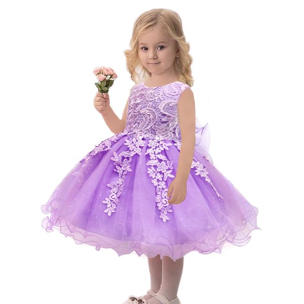 

premium 70% off spring children's dress lace princess dress show host evening flower girl yarn, White