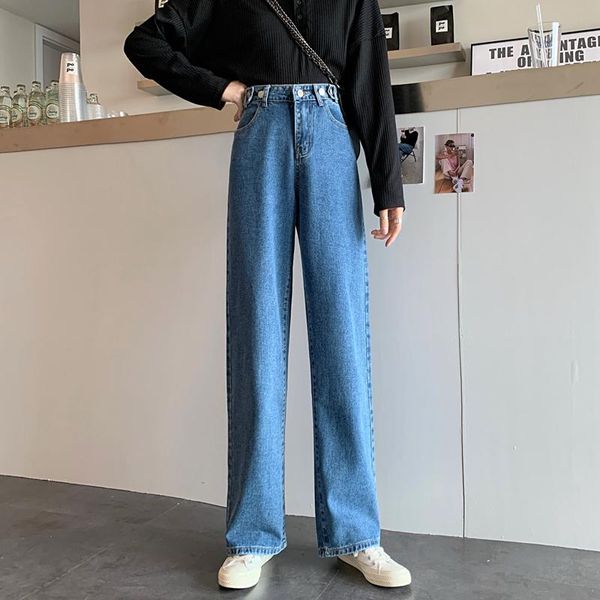 

high street waist straight jeans for women plus size fashionable casual comfort pants mom washed boyfriend trousers women's, Blue
