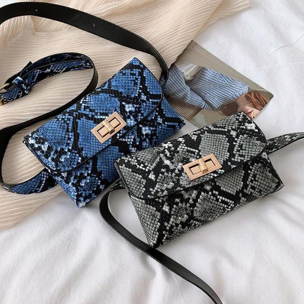 

waist bags snake print women shoulder leather chest crosssbody fanny packs1