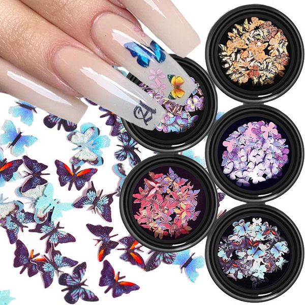 

nail art decorations 1 box 50 pcs sequins mixed small butterfly flakies ultra-thin wood pulp sparkling paillette jewelry 3d decoration, Silver;gold