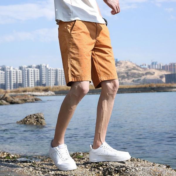 

men's shorts 97% cotton 3% spandex slight stretch cargo style knee length trousers casual pants small print pattern plain bottom 5011, White;black