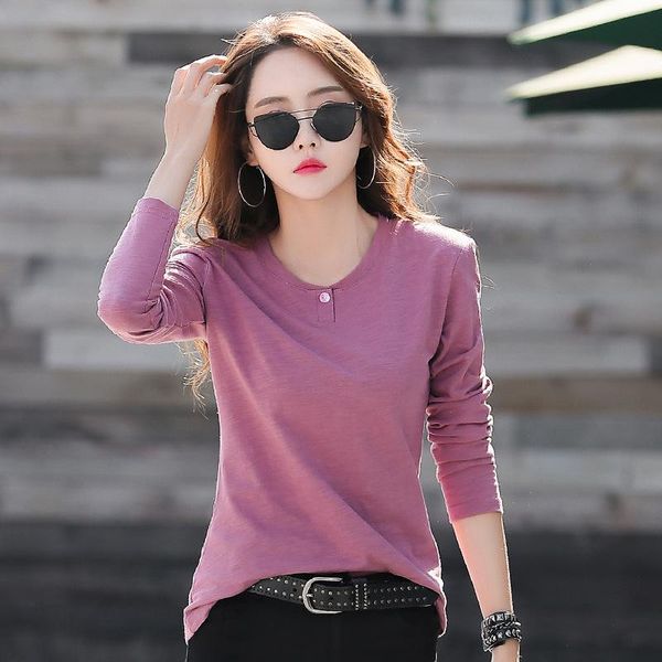 

women's t-shirt 2021 slim 95% cotton long-sleeved graphic t shirts women, White