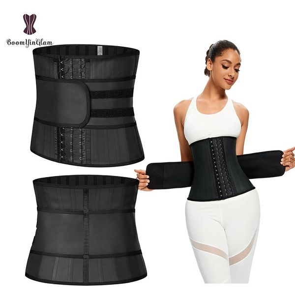 

women's shapers plus size xs to 6xl hooks adjuable modeling strap belt with 25 steel bones latex korset women body, Black;white