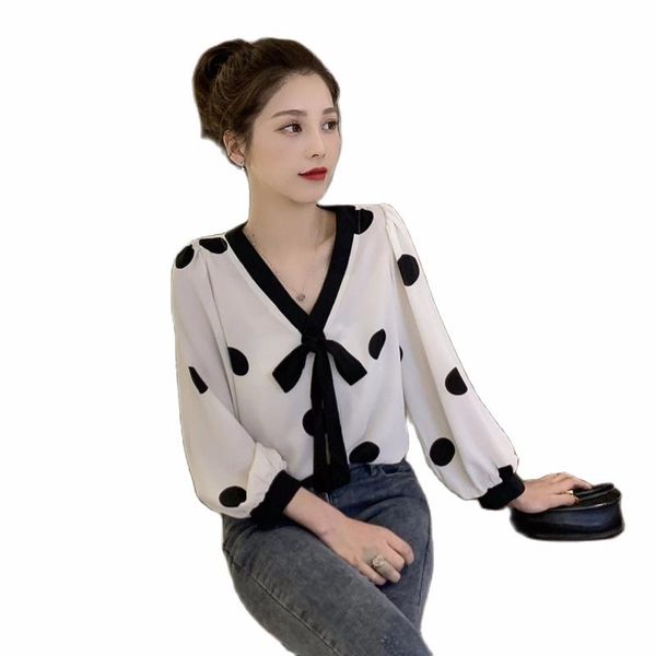 

women's blouses & shirts women spring 2021 style autumn cotton fashion blouse long-sleeved chiffon shirt casual small, White