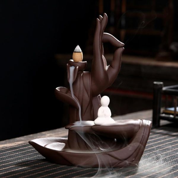 

fragrance lamps fortune lotus incense burner ceramic retro style backflow lucky
