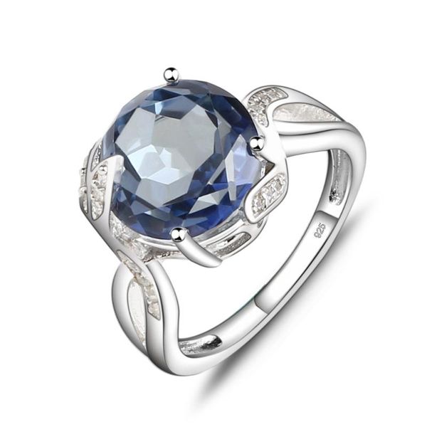 

cluster rings gem's ballet 4.79ct natural iolite blue mystic quartz gemstone ring for women 925 sterling silver leaf shape fine jewelry, Golden;silver